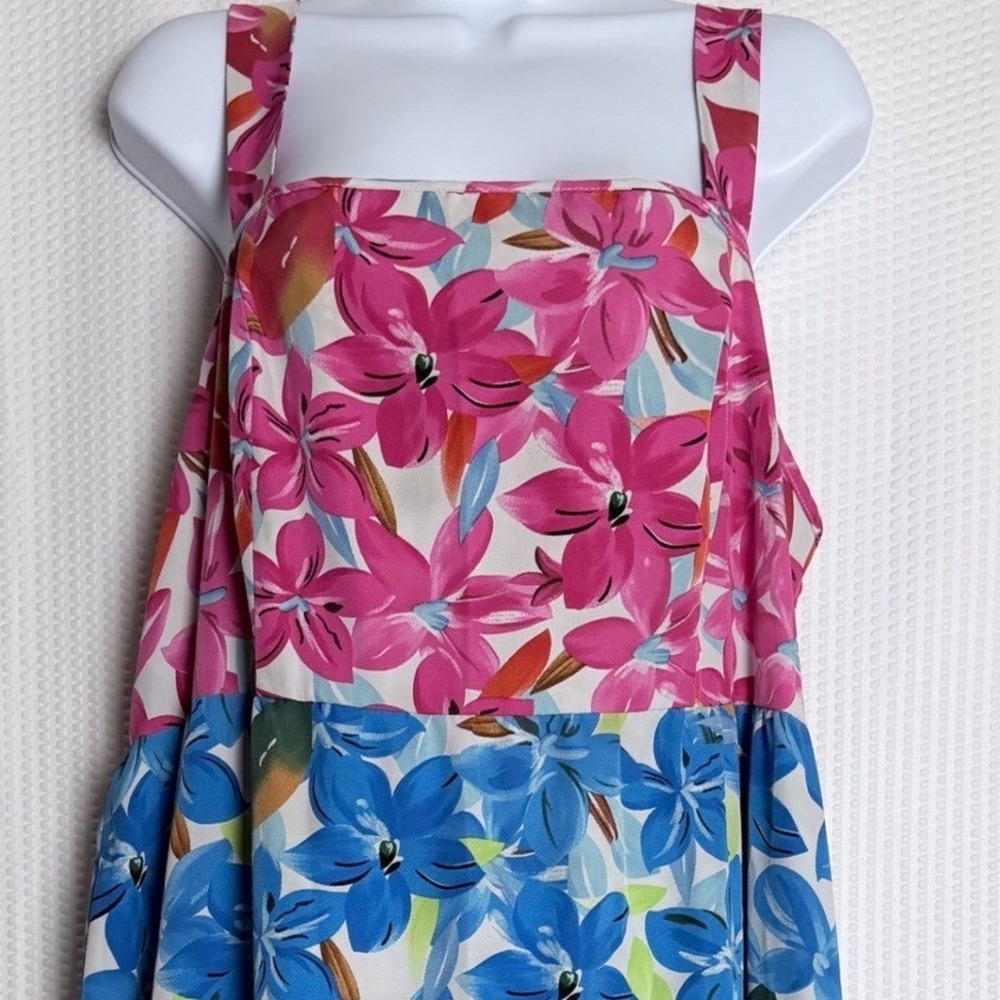 Tiered‎ Floral Maxi Dress 2XL Square Neck Smocked Bodice Strappy Summer Vacation